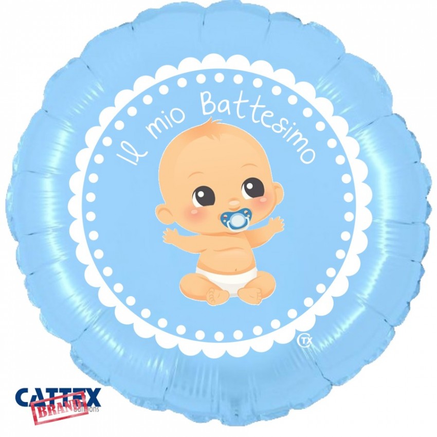 Palloncini Decorati CTX+ - Battesimo Bimbo Celeste (18”)